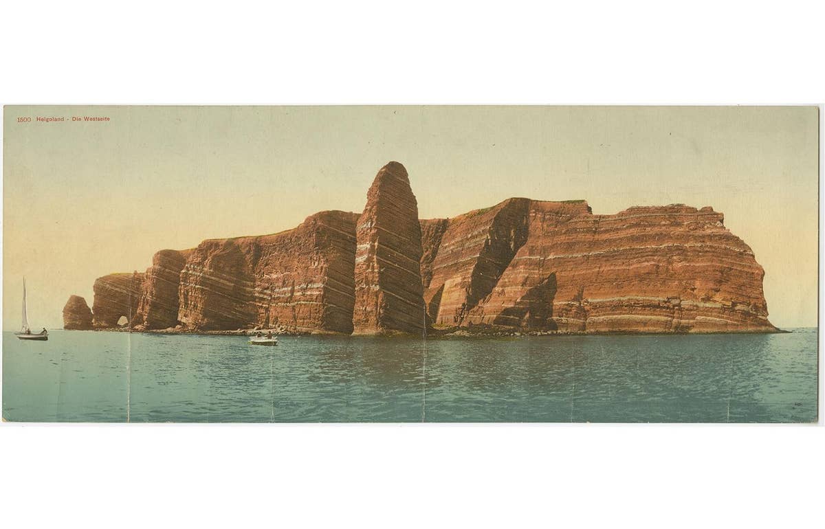 Set of Two Large Panoramic Vintage Postcards of Heligoland, Germany, 1920