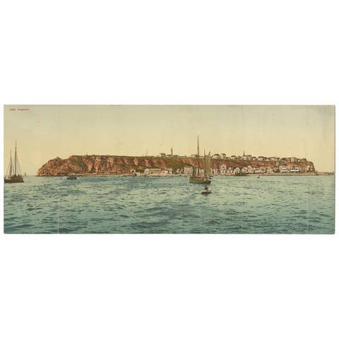 Set of Two Large Panoramic Vintage Postcards of Heligoland, Germany, 1920