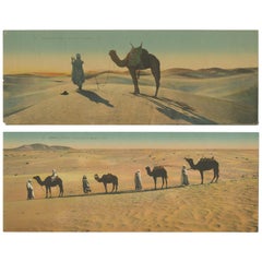 Set of Two Large Panoramic Vintage Postcards of the Desert 'circa 1920'