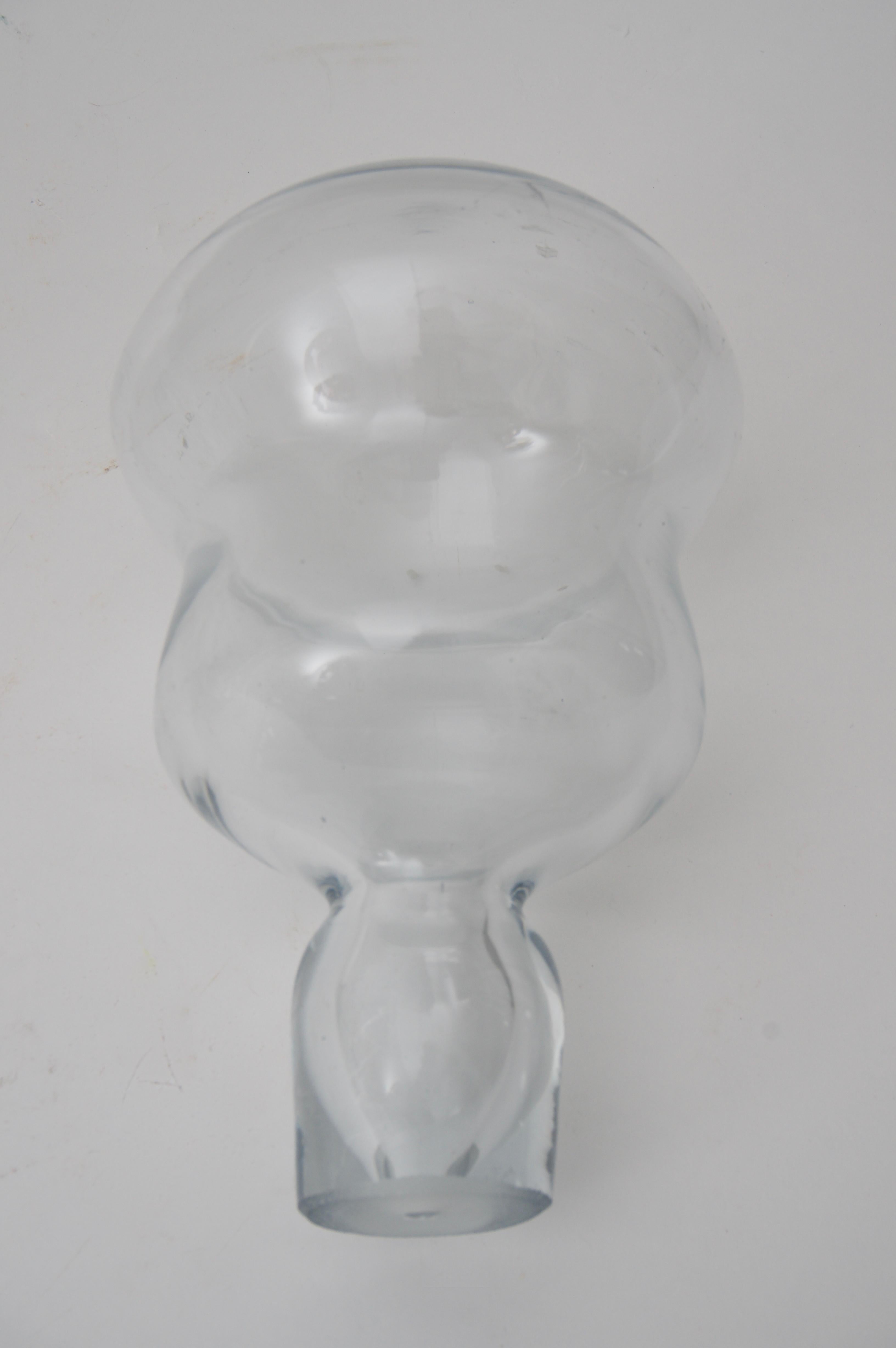American Set of Two Large Scale Blenko, Clear Glass Decanters For Sale