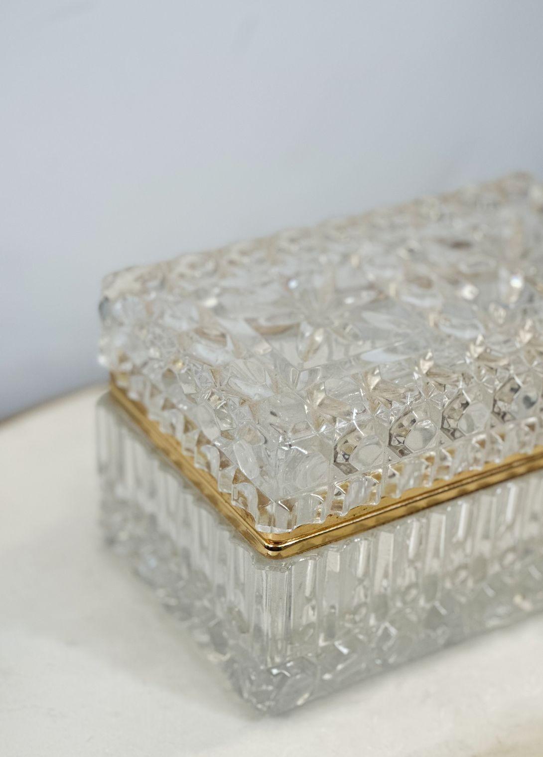 French Set of Two Late 19th Century Baccarat Bronze & Glass Boxes For Sale