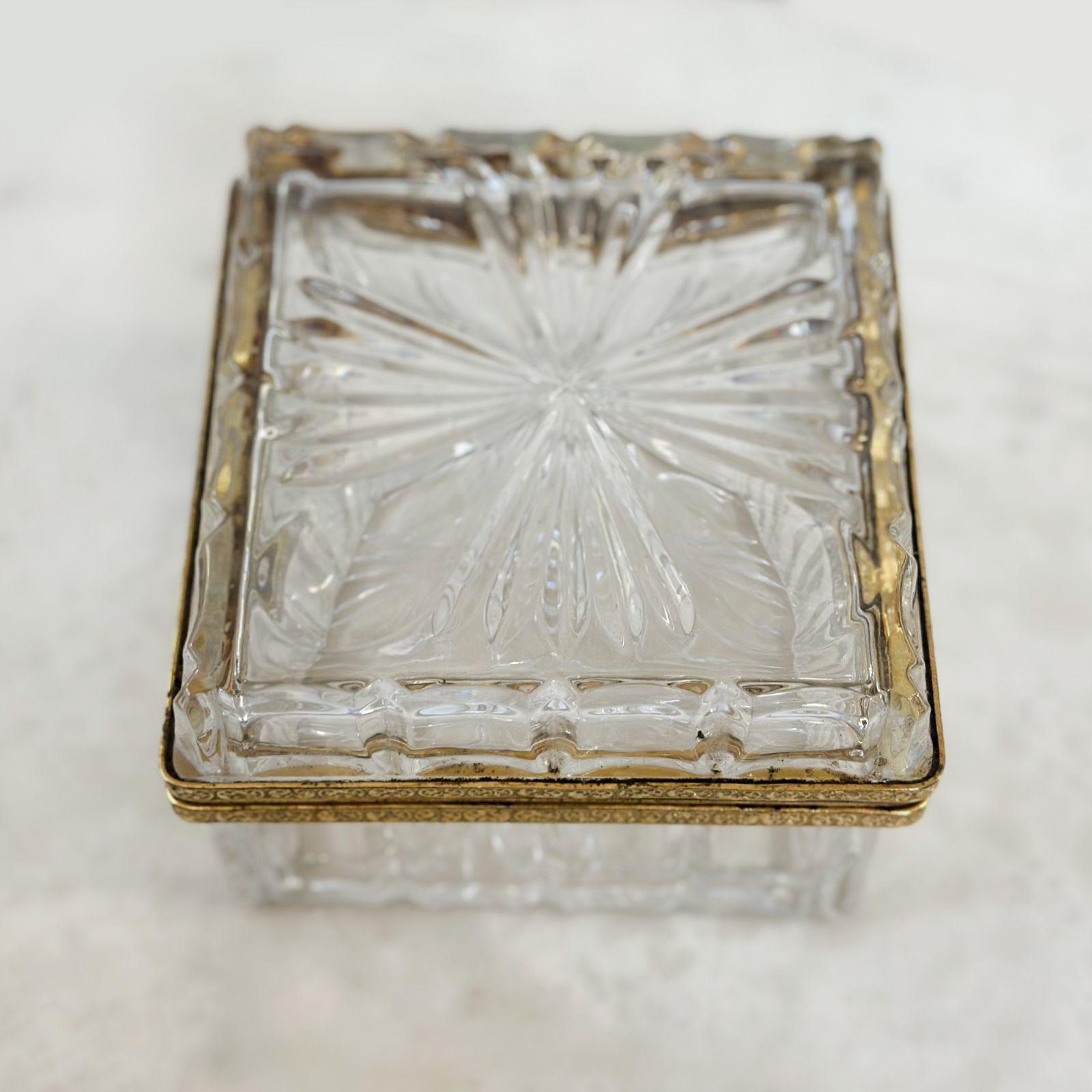 Set of Two Late 19th Century Baccarat Bronze & Glass Boxes For Sale 1