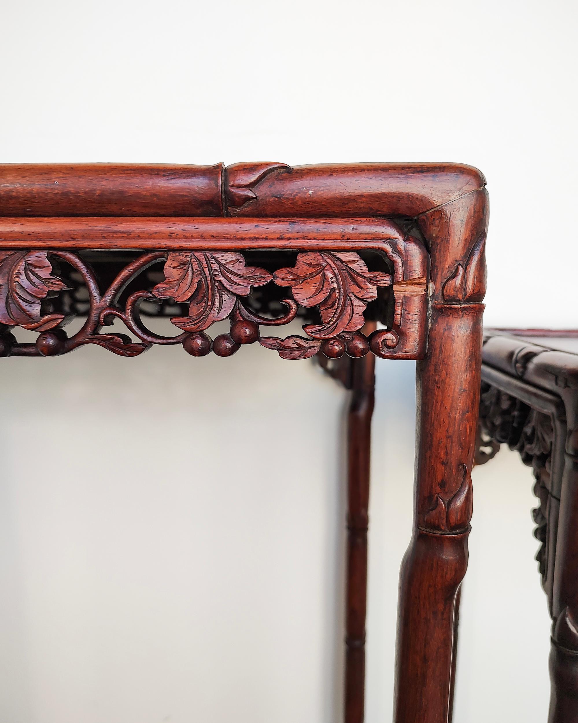Set of Two Late 19th Century Chinese Rosewood Nesting Side Tables For Sale 3