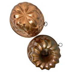 Set of Two Late 19th Century Copper Backing Cake Mold, German Used
