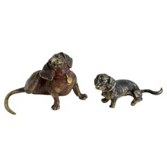 Lot de deux miniatures en Vienna Bronze représentant des teckels, datant de la fin du XIXe siècle