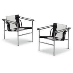 Set of Two Lc1 Chairs by Le Corbusier, Charlotte Perriand by Cassina