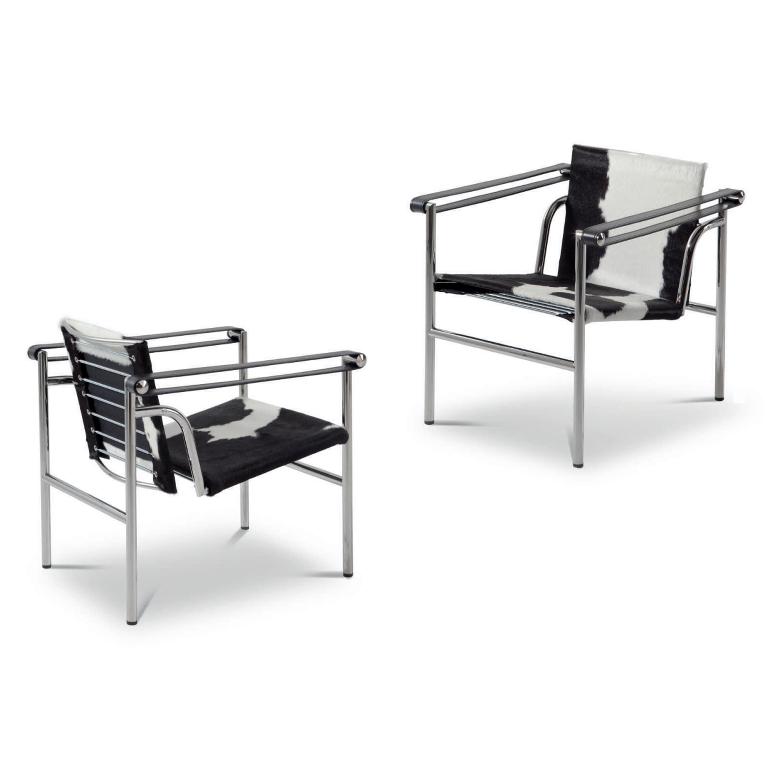 Mid-Century Modern Set of Two Lc1 Chairs by Le Corbusier, Charlotte Perriand by Cassina For Sale