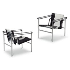 Satz von zwei LC1-Stühlen von Le Corbusier, Jeanneret, Charlotte Perriand von Cassina