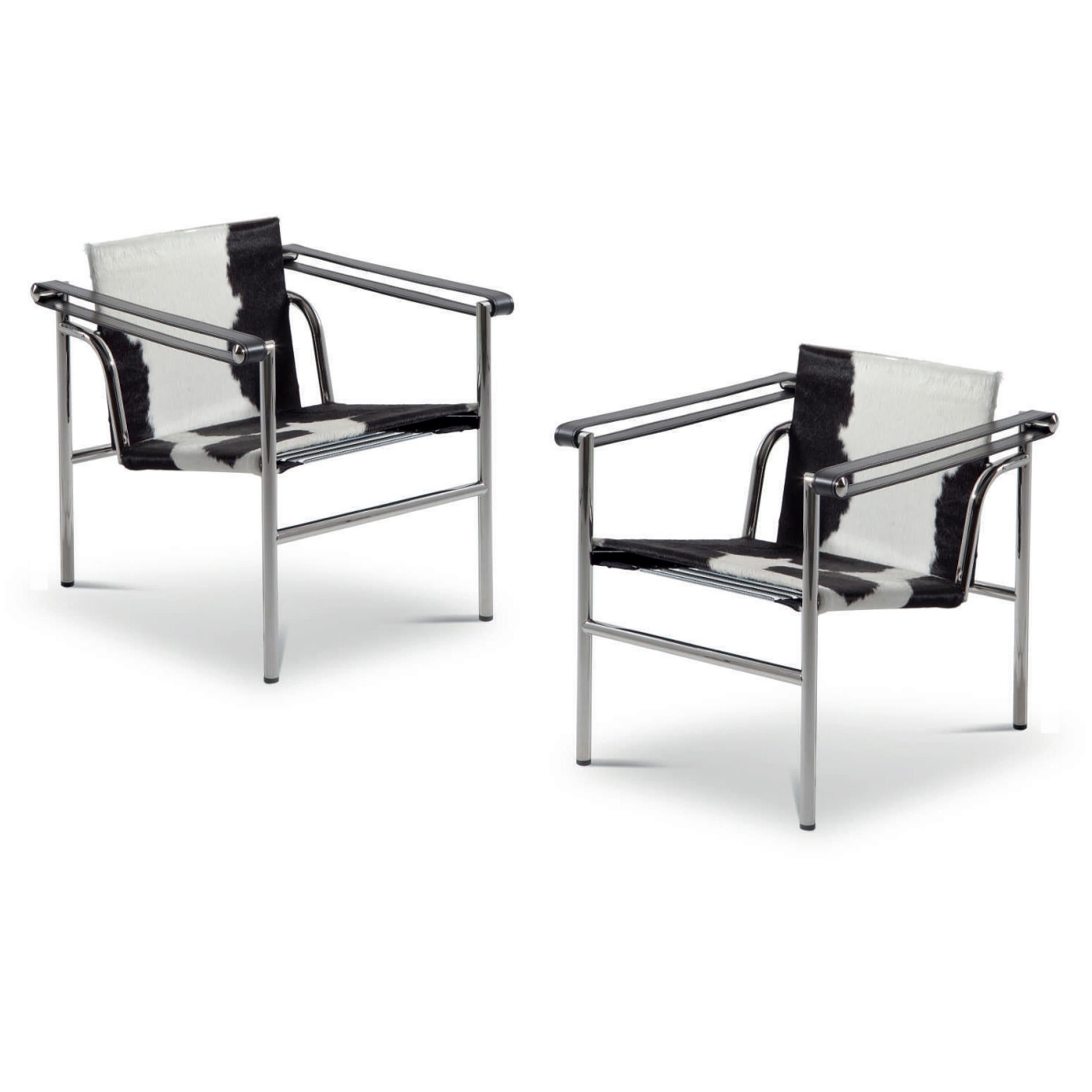 Mid-Century Modern Set of Two LC1 Chairs by Le Corbusier, Jeanneret, Charlotte Perriand by Cassina For Sale