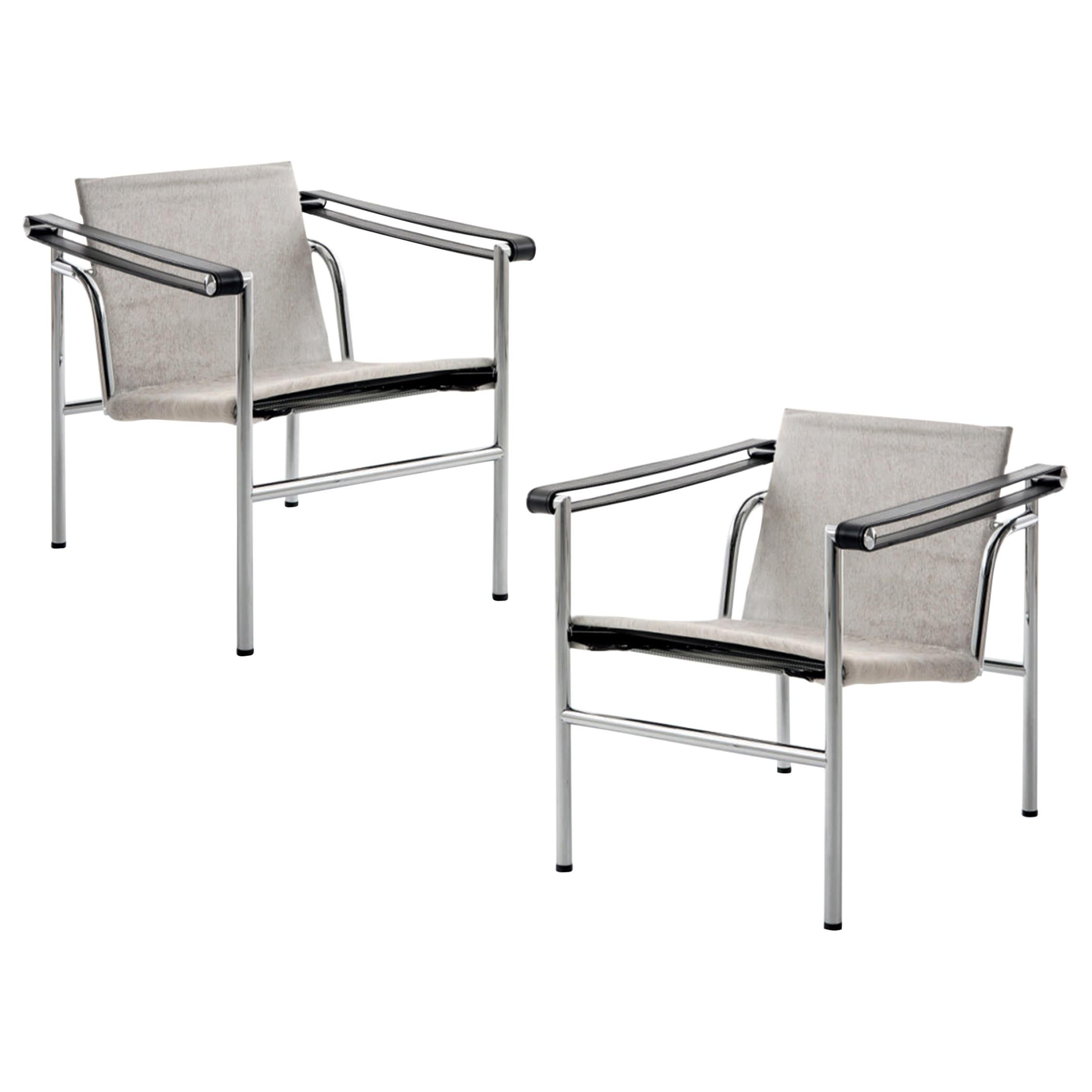 Set of Two LC1 Chairs by Le Corbusier, Pierre Jeanneret, Charlotte Perriand