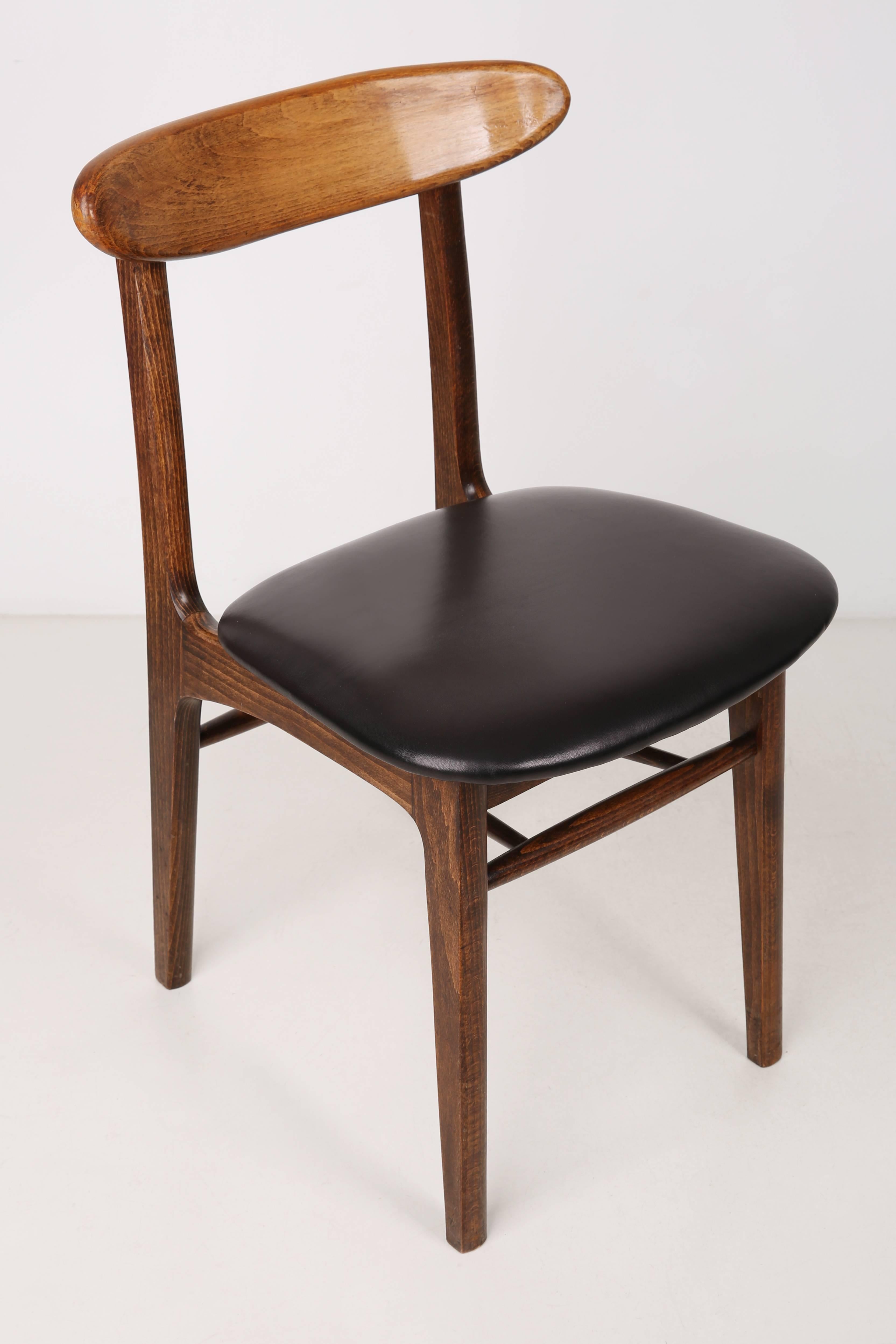 Mid-Century Modern Set of Two Leather Mid Century Black Chairs, Europe, 1960s For Sale