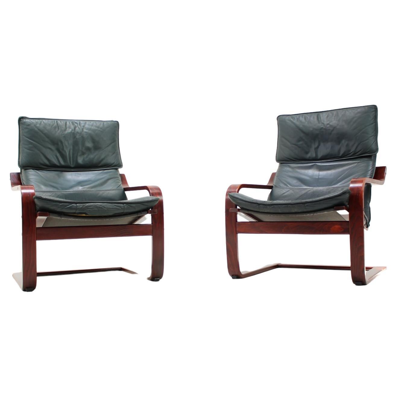 Set of Two Leather Armchairs by IKEA, Sweden, 1990's