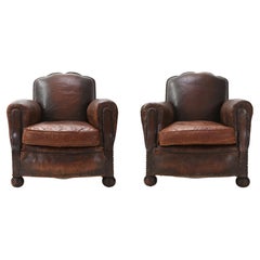Set of Two Leather Armchairs Ca.1935