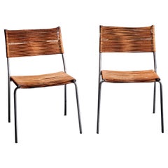 Conjunto de dos sillas Bonacina Miss B2 de cuero de Tito Agnoli