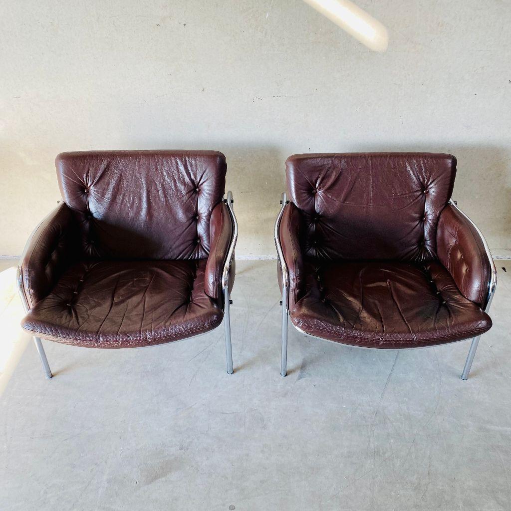 Late 20th Century Set of Two Leather 