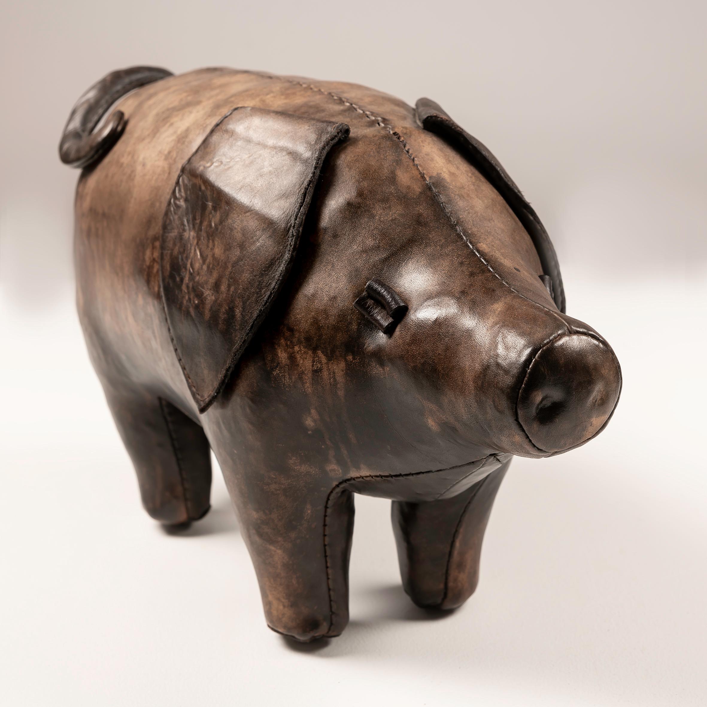 Mid-20th Century Set of two Leather Pigs by Dimitri Omersa, 1960s For Sale