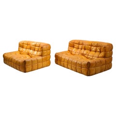 Set aus zwei Ledersofas „Kashima“ aus Ligne-Rose, entworfen von Michel Ducaroy