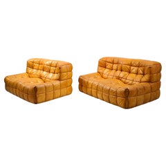 Ensemble de deux canapés en cuir Kashima Ligne Roset conçus par Michel Ducaroy