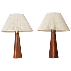 Set di due lampade da tavolo in pelle di Lisa Johansson-Pape per Stockmann-Orno, anni '50