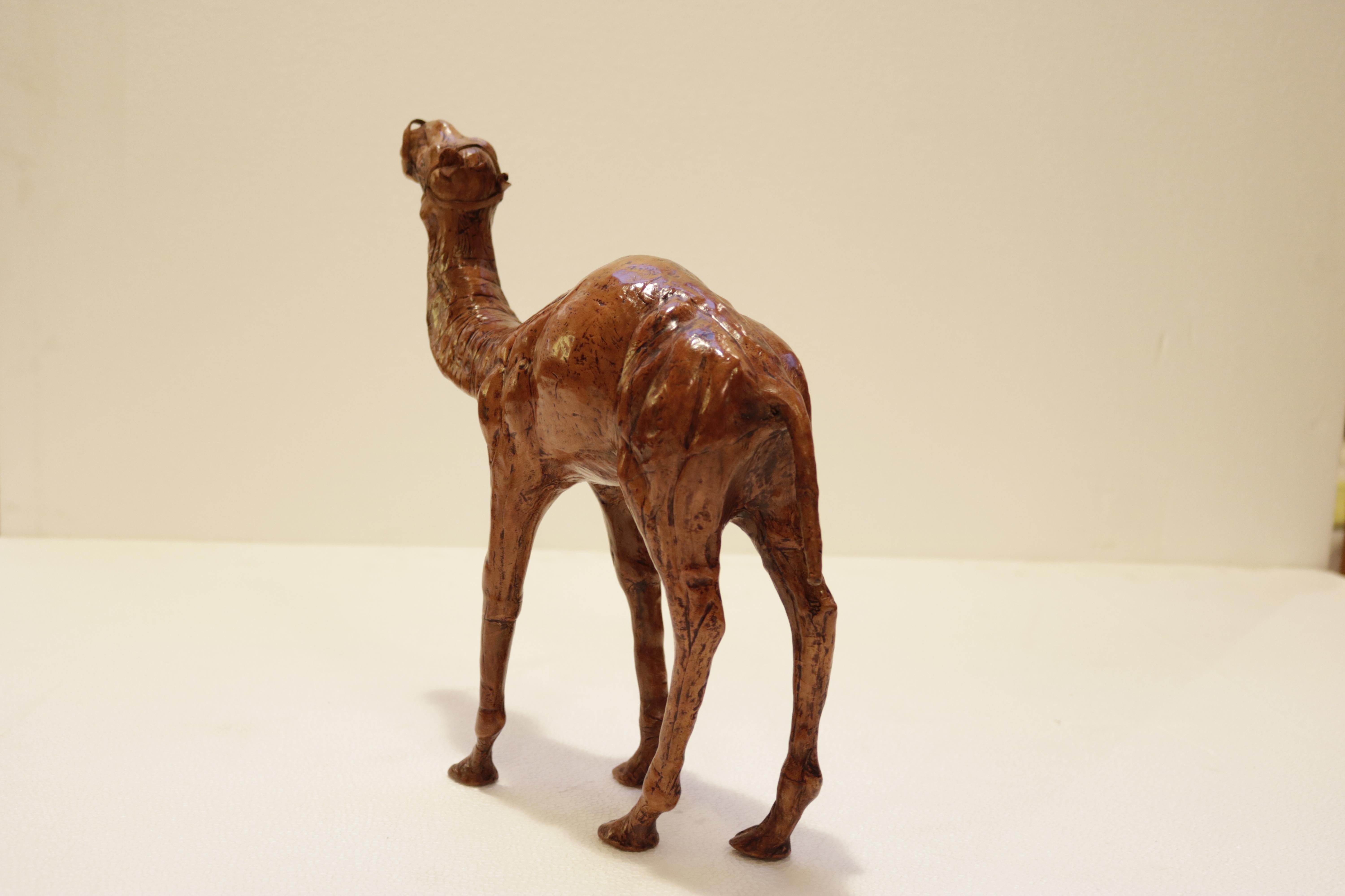 Mid-20th Century Set of Two Leather Wrapped Camel Sculptures
