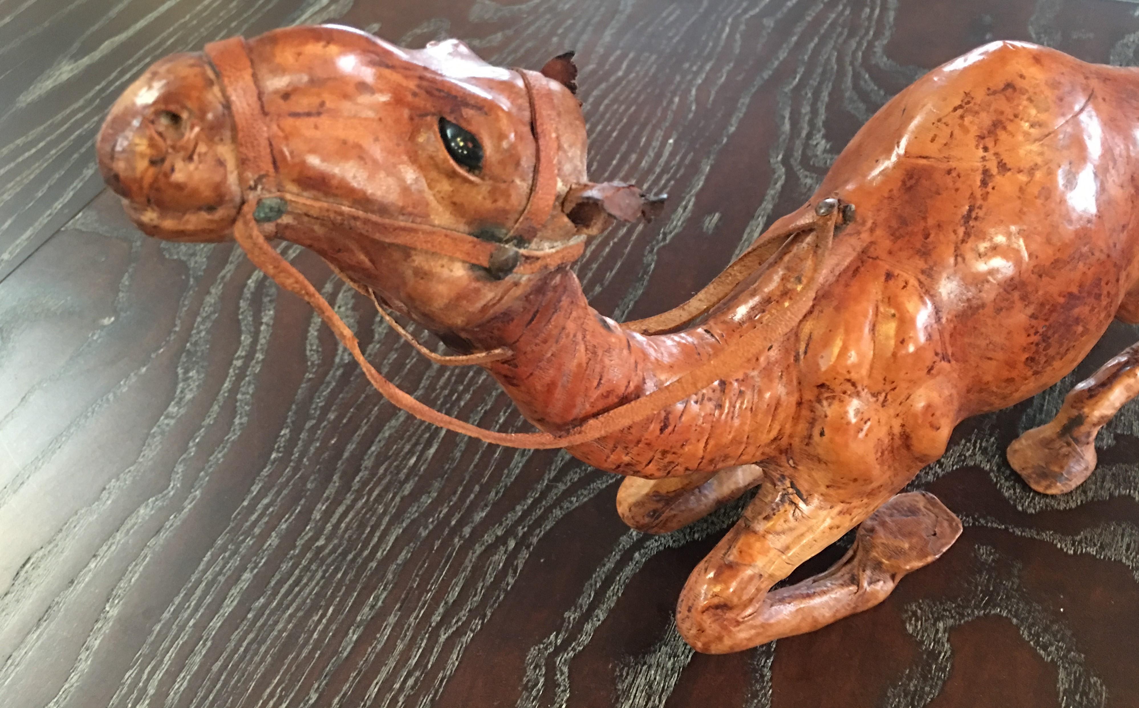 Set of Two Leather Wrapped Camel Sculptures 4