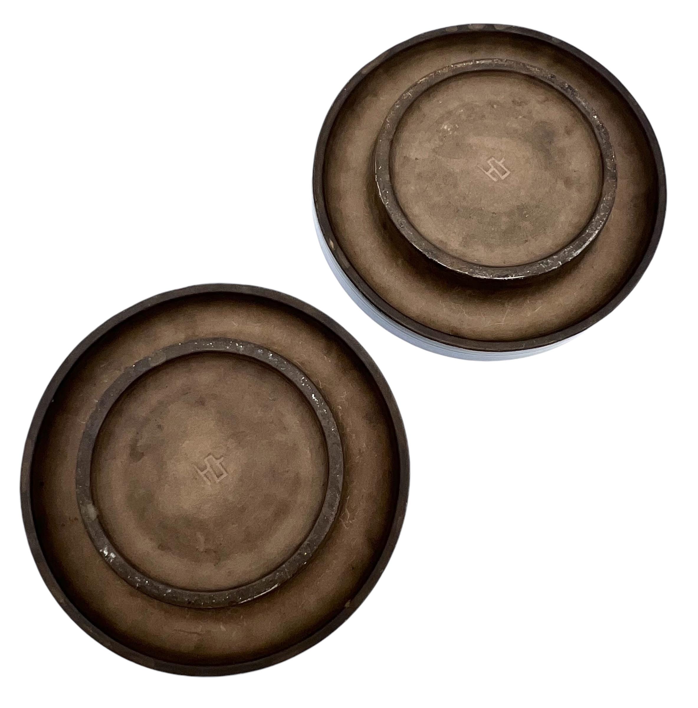 Hand-Crafted Set of Two Lee Rosen for Design Technics Cerulean Blue Brutalist Bowls For Sale