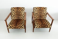 Set aus zwei Sesseln aus Samt mit Leopardenmuster, Edmund Homa, GFM-142, 1960er Jahre, Polen
