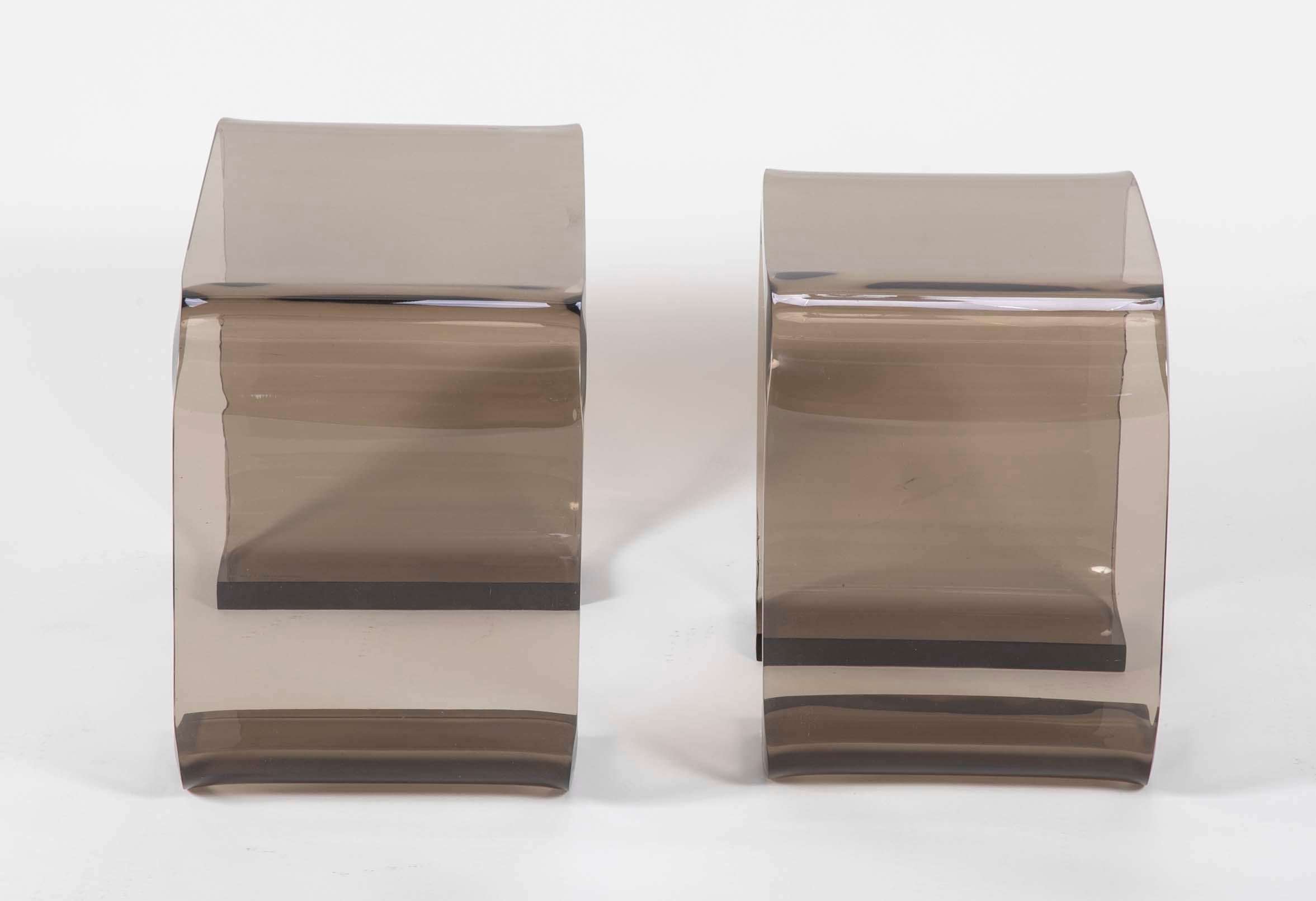 Modern Set of Two Les Prismatique Tinted Lucite Side Tables