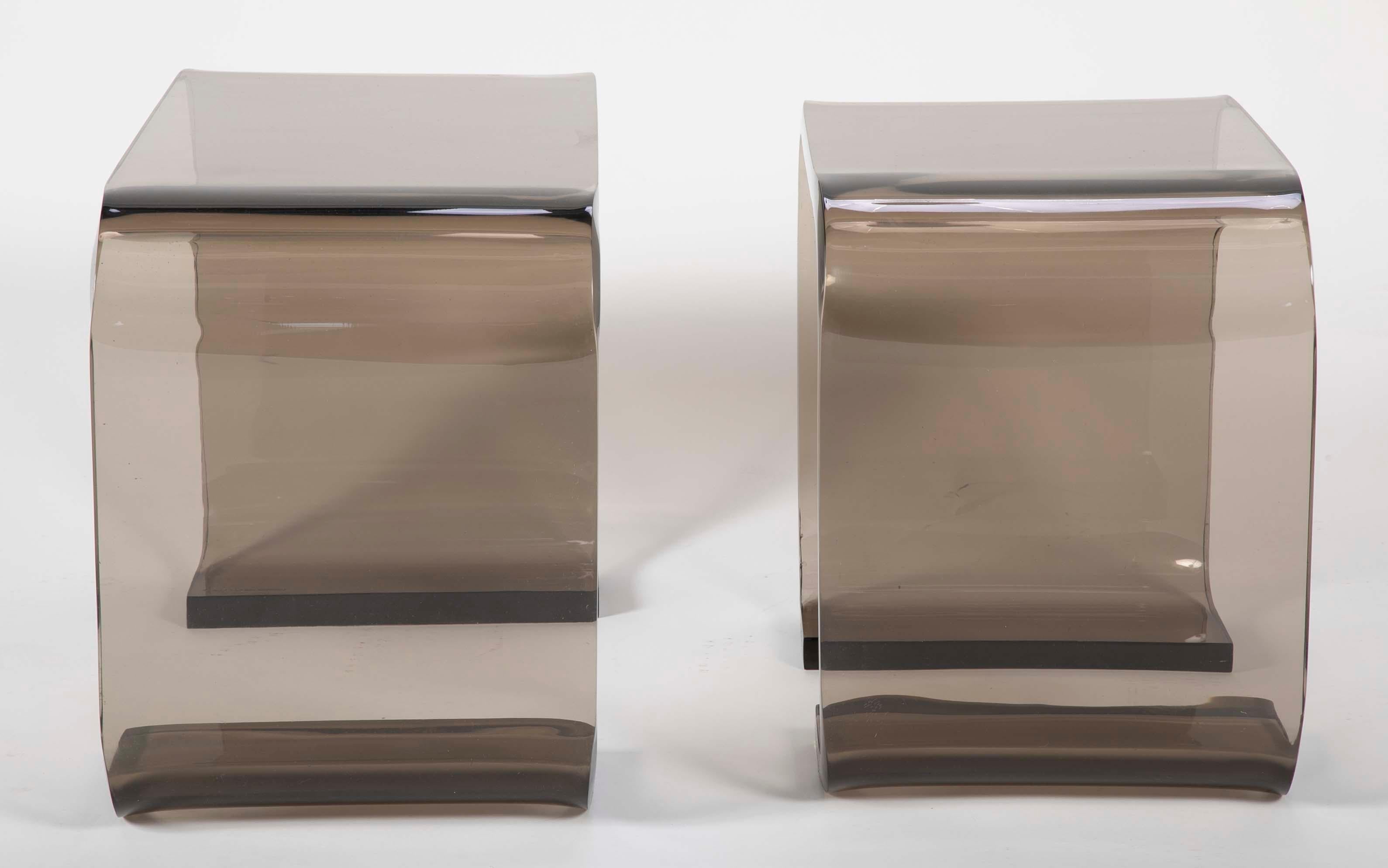 Late 20th Century Set of Two Les Prismatique Tinted Lucite Side Tables