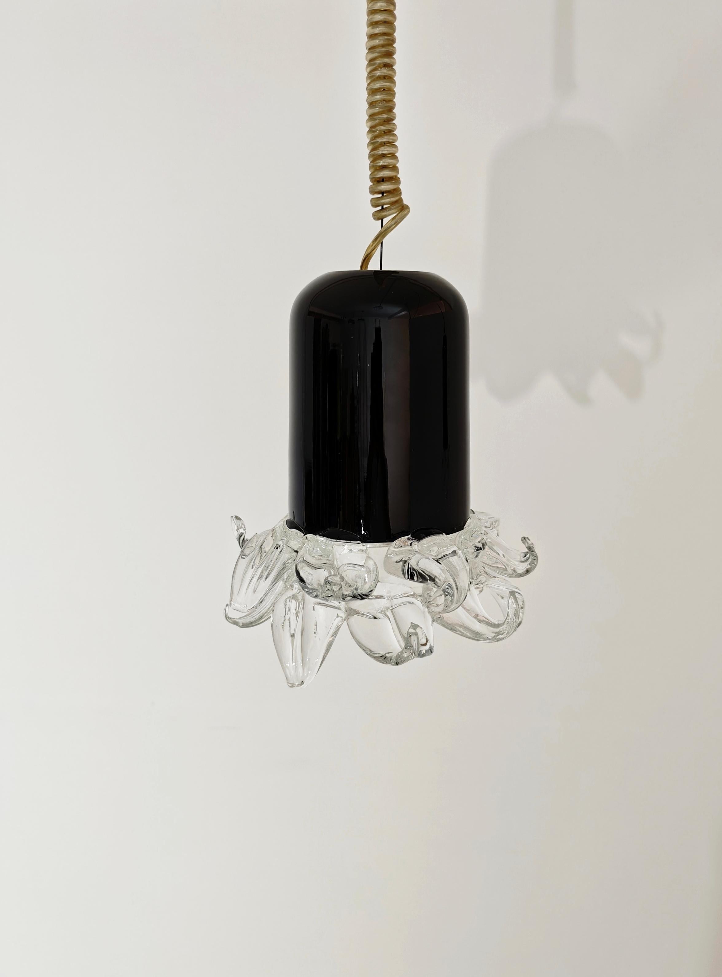 Set di due lampade a sospensione in vetro di Murano Leucos Design Italia anni '70 Mid-Century Modern in vendita 8