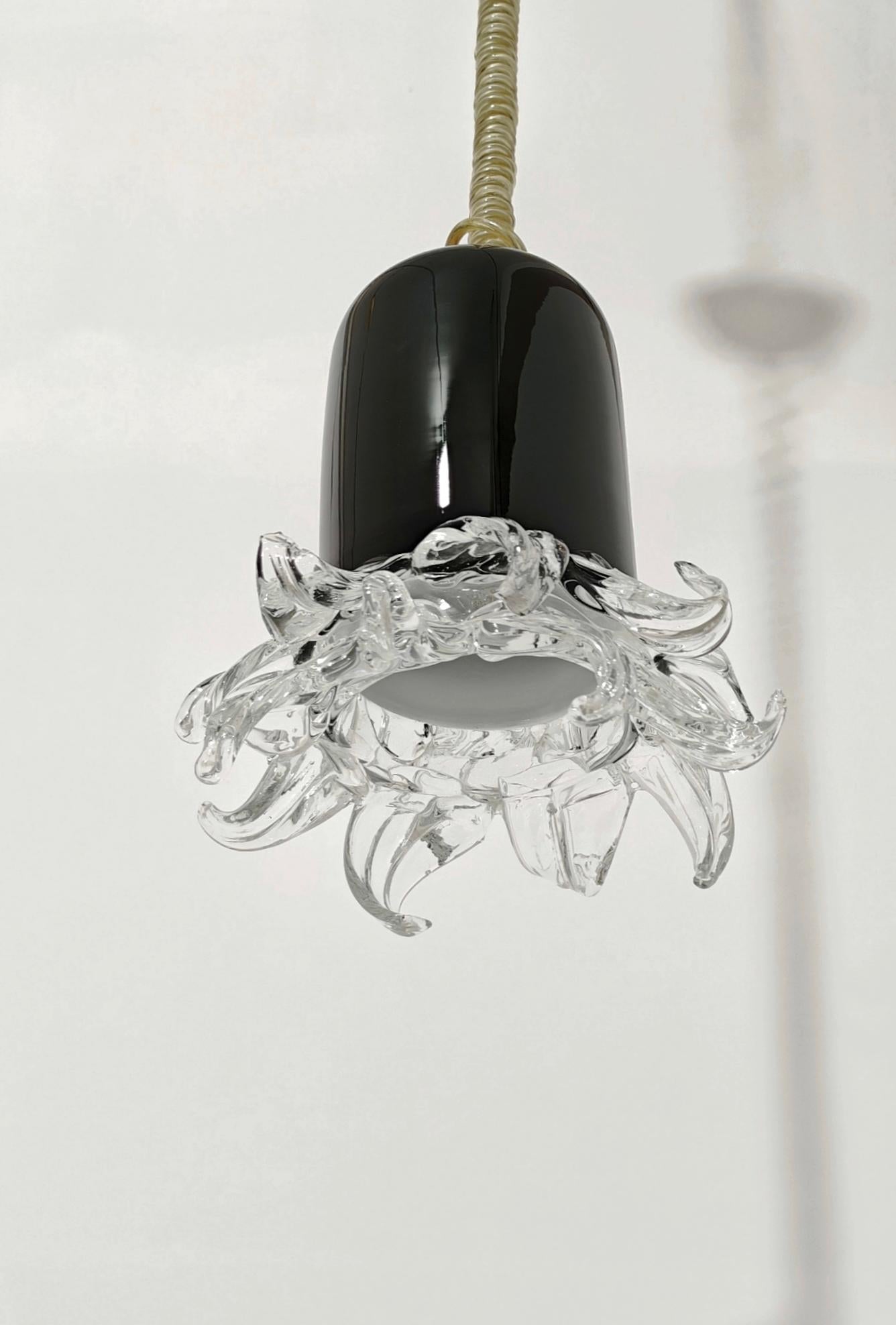 Set di due lampade a sospensione in vetro di Murano Leucos Design Italia anni '70 Mid-Century Modern in vendita 13