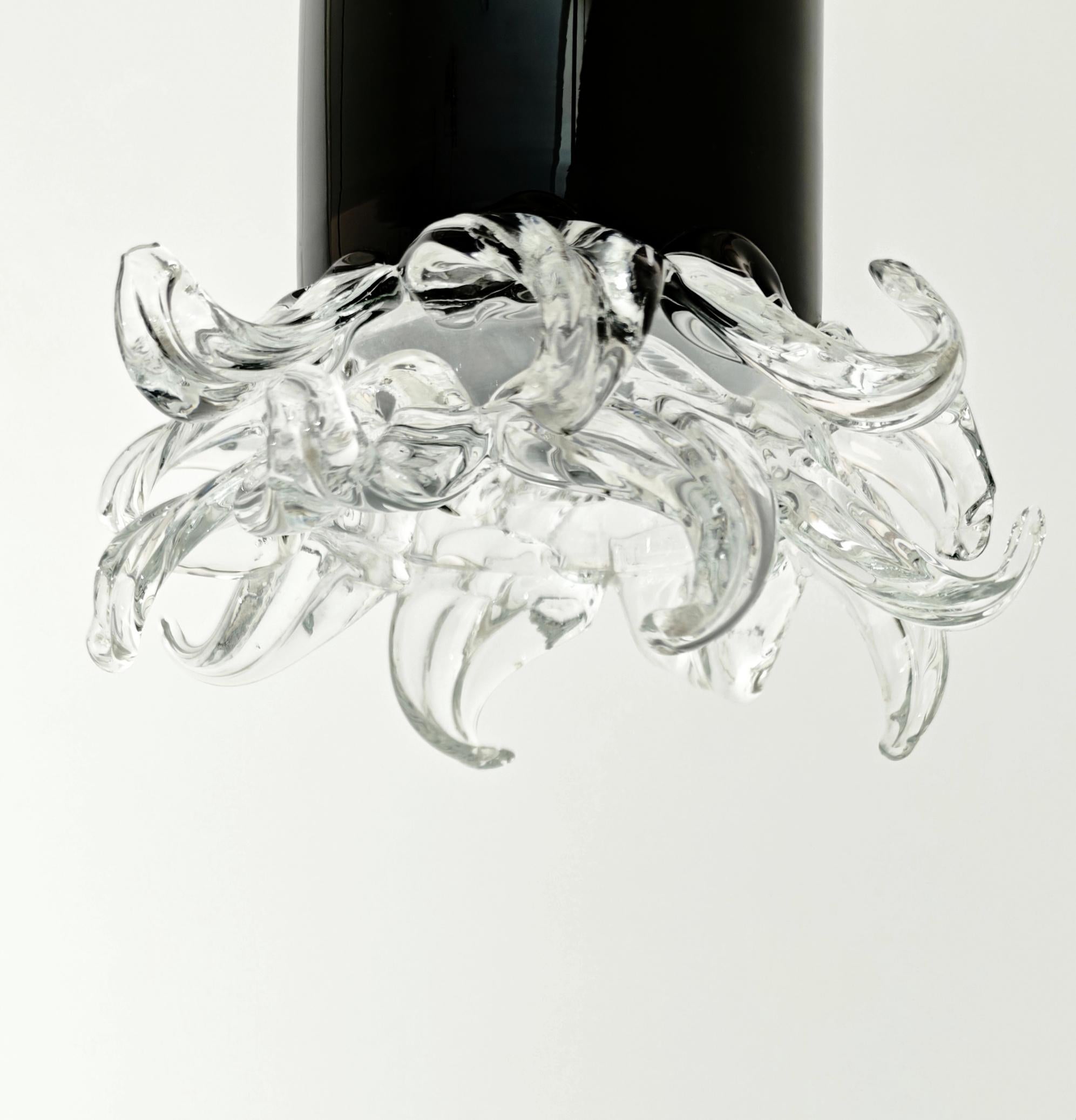 XX secolo Set di due lampade a sospensione in vetro di Murano Leucos Design Italia anni '70 Mid-Century Modern in vendita