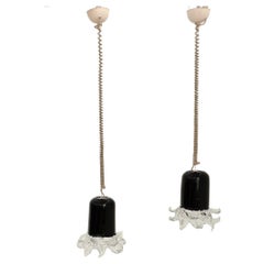 Set of Two Leucos Murano Glass Pendant Lamps Design Italy 70s Mid-Century Modern