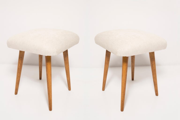 Mid-Century Modern Set of Two Light Beige Stools, Europe, 1960s For Sale