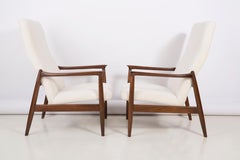 Set of Two Light Crème Boucle Armchairs, GFM-64 High, Edmund Homa, 1960s