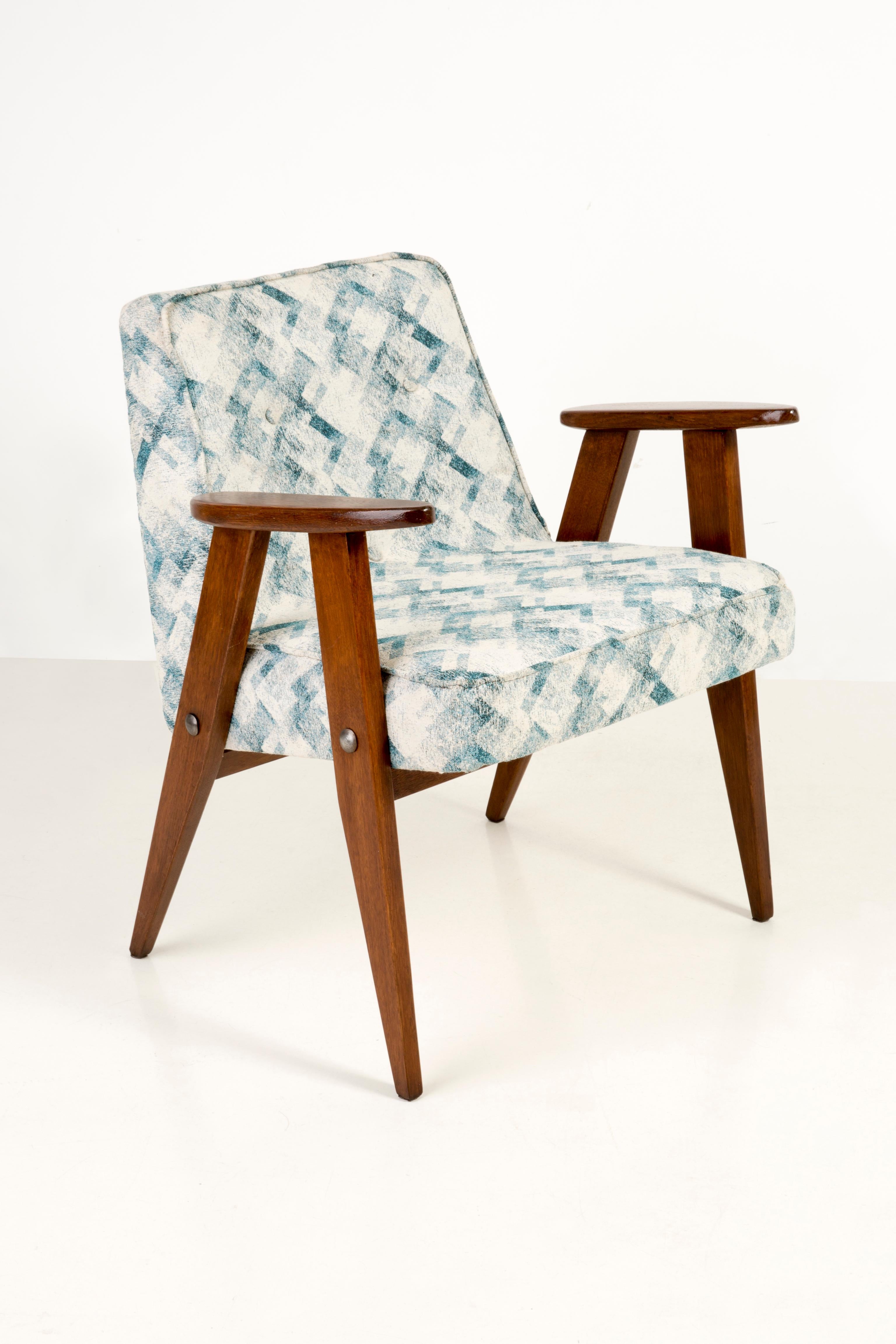Hand-Crafted Set of Two-Light Green Pattern 366 Armchair, Jozef Chierowski, 1960s For Sale