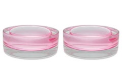 Set of two light pink hand-blown glass bowls