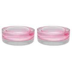 Set of two light pink hand-blown glass bowls