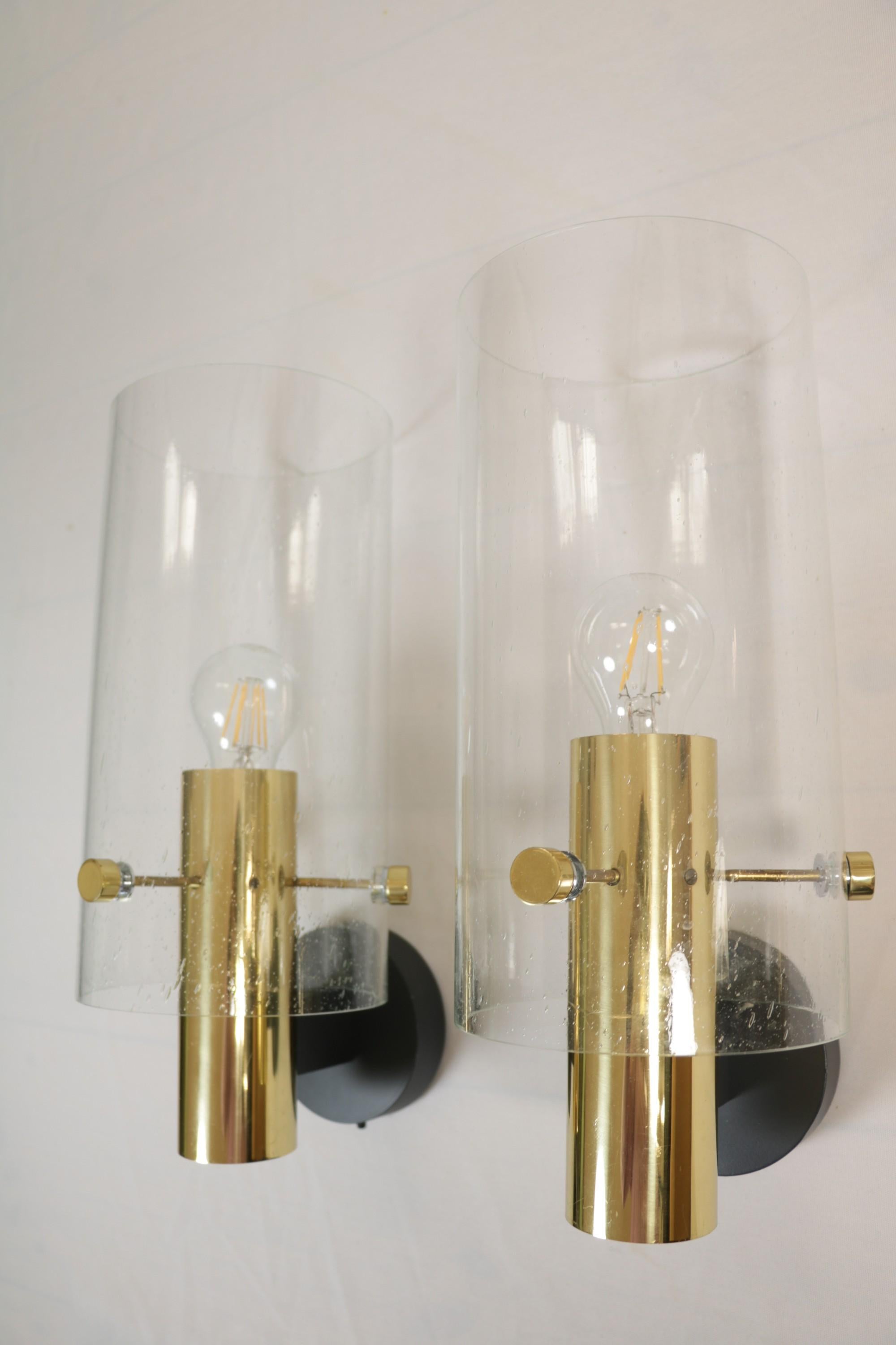 Set of Two Limburg Glass and Brass Wall Sconces, Wall Lights, 1970s 7