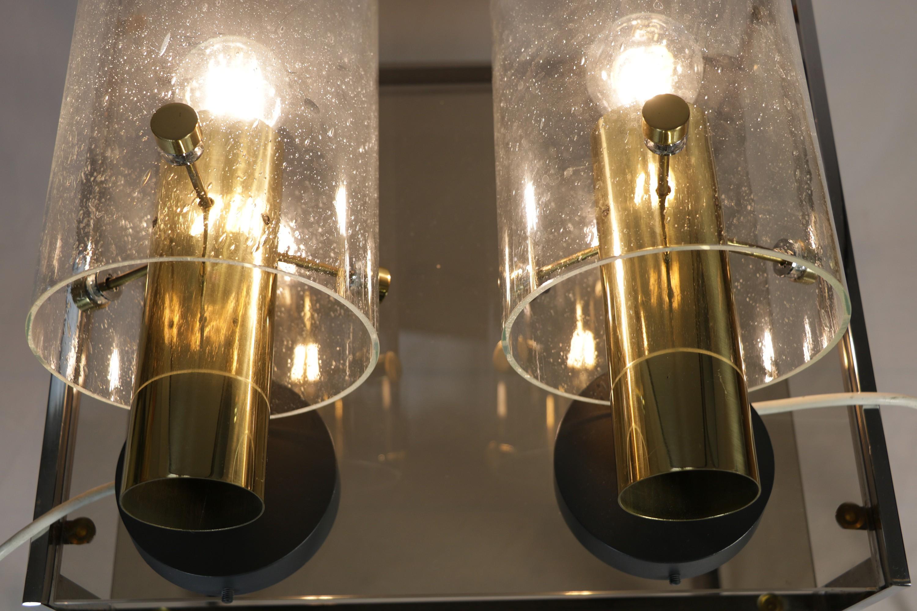 German Set of Two Limburg Glass and Brass Wall Sconces, Wall Lights, 1970s