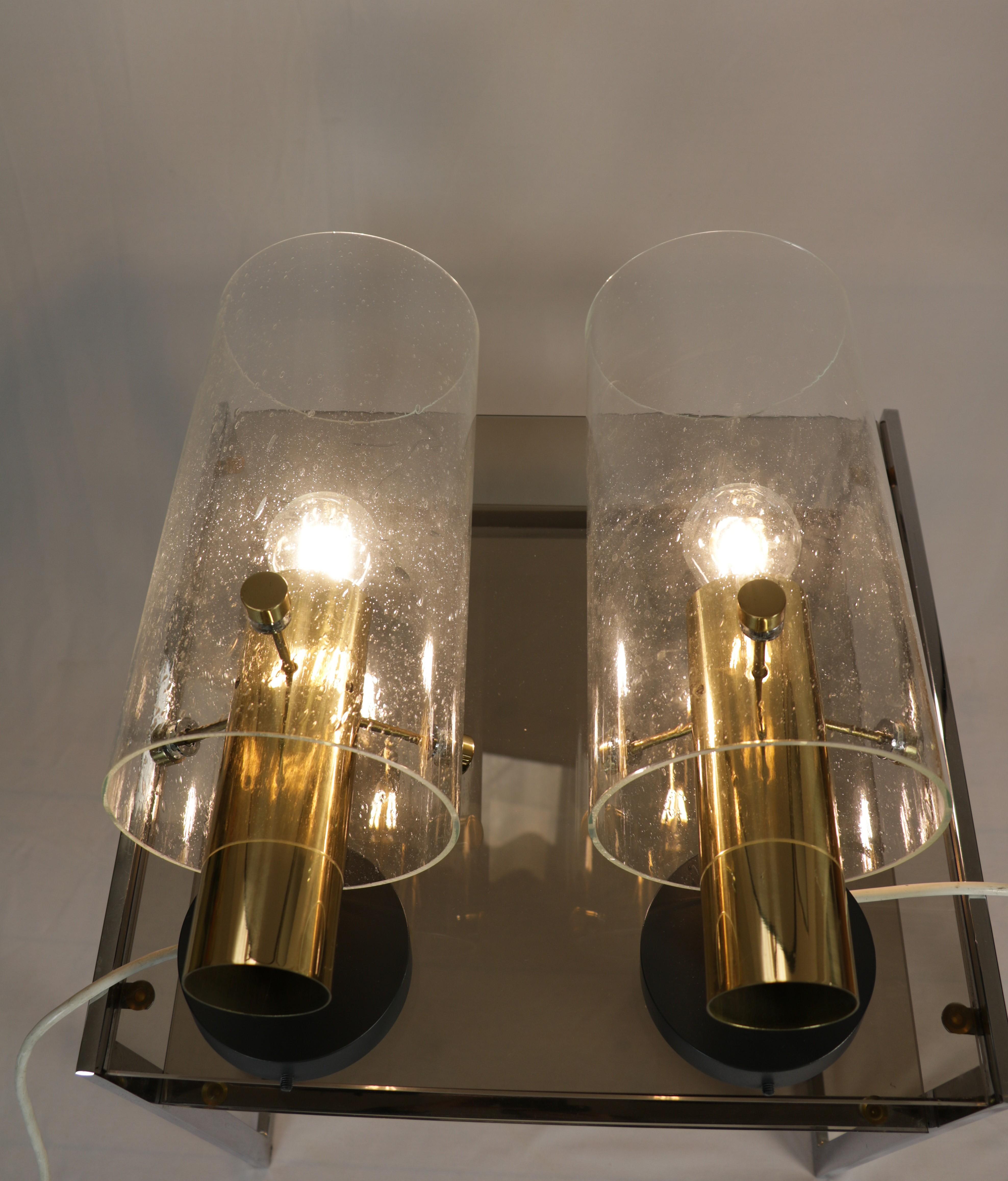Late 20th Century Set of Two Limburg Glass and Brass Wall Sconces, Wall Lights, 1970s