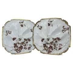 Set of Two Limoges France Oyster Plate French Antique Porcelain