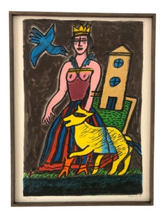 Set of Two Lithographs, Corneille, Signed and Framed