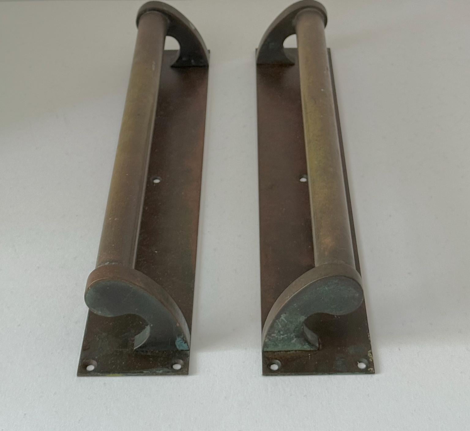 Art Deco Set of Two Long Push and Pull Door Handles, England For Sale