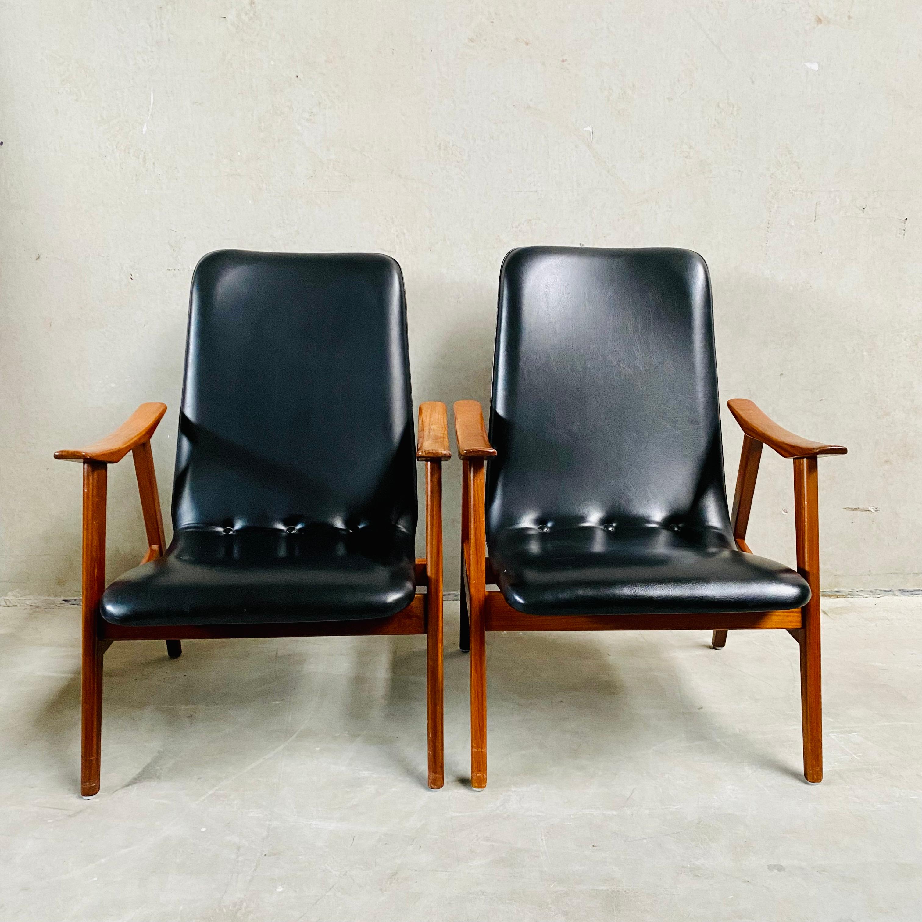 Ensemble de deux chaises longues Louis Van Teeffelen pour Webe, Pays-Bas, années 1960 en vente 4