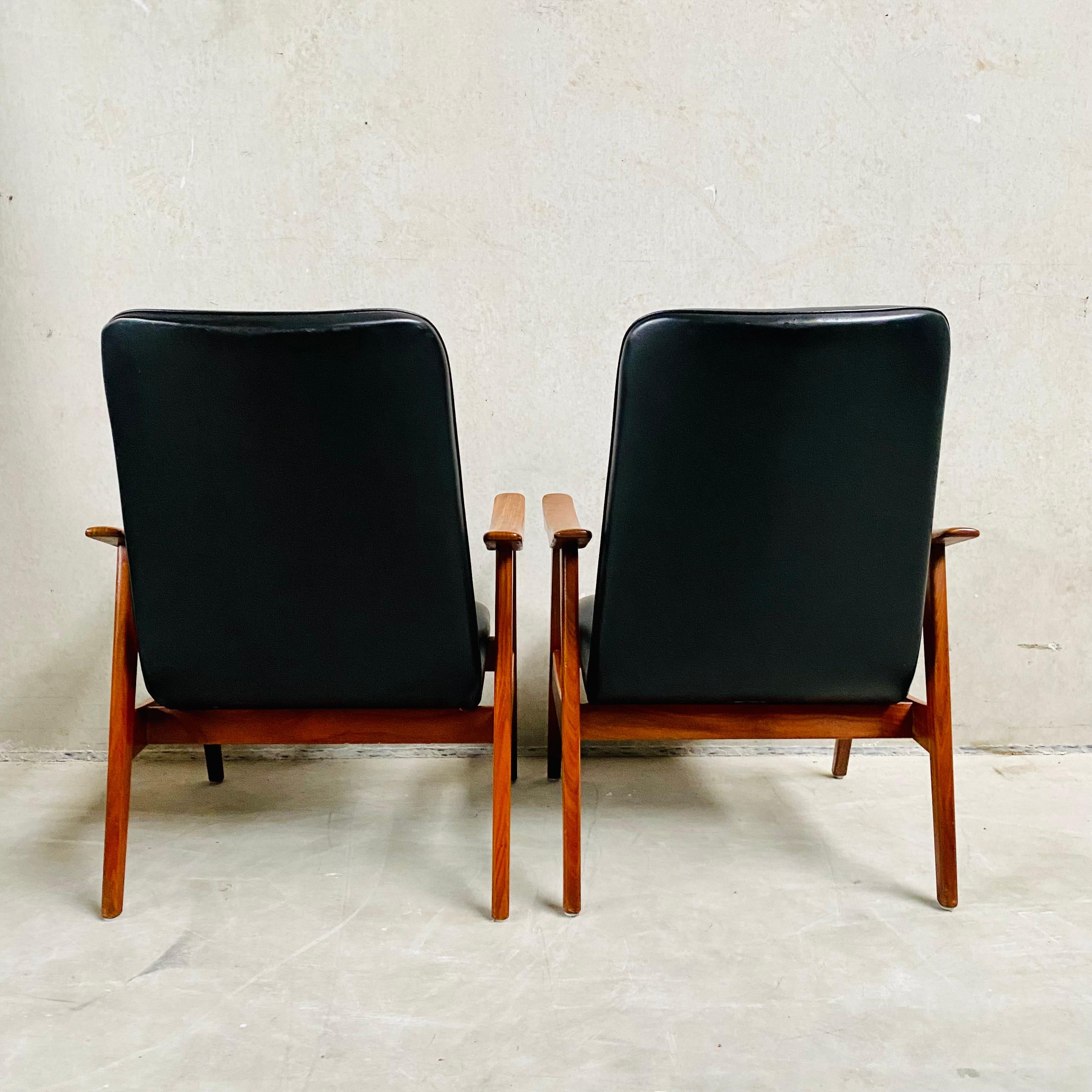 Ensemble de deux chaises longues Louis Van Teeffelen pour Webe, Pays-Bas, années 1960 en vente 9