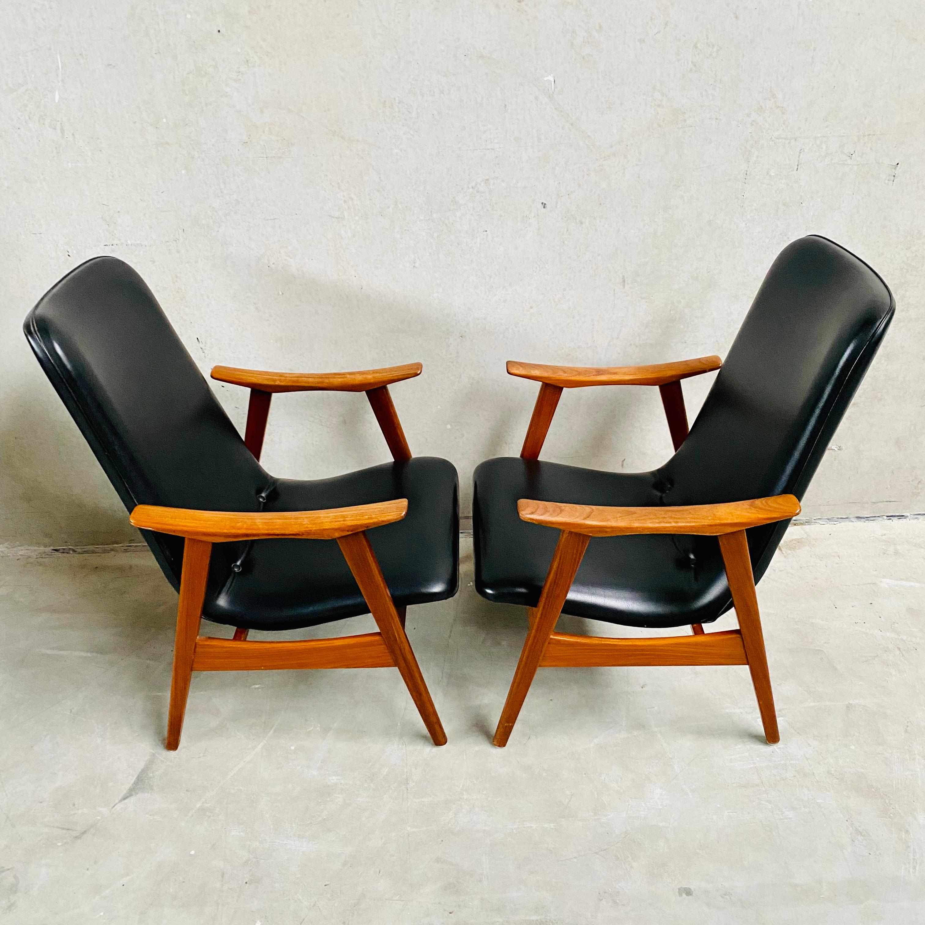 Mid-Century Modern Ensemble de deux chaises longues Louis Van Teeffelen pour Webe, Pays-Bas, années 1960 en vente