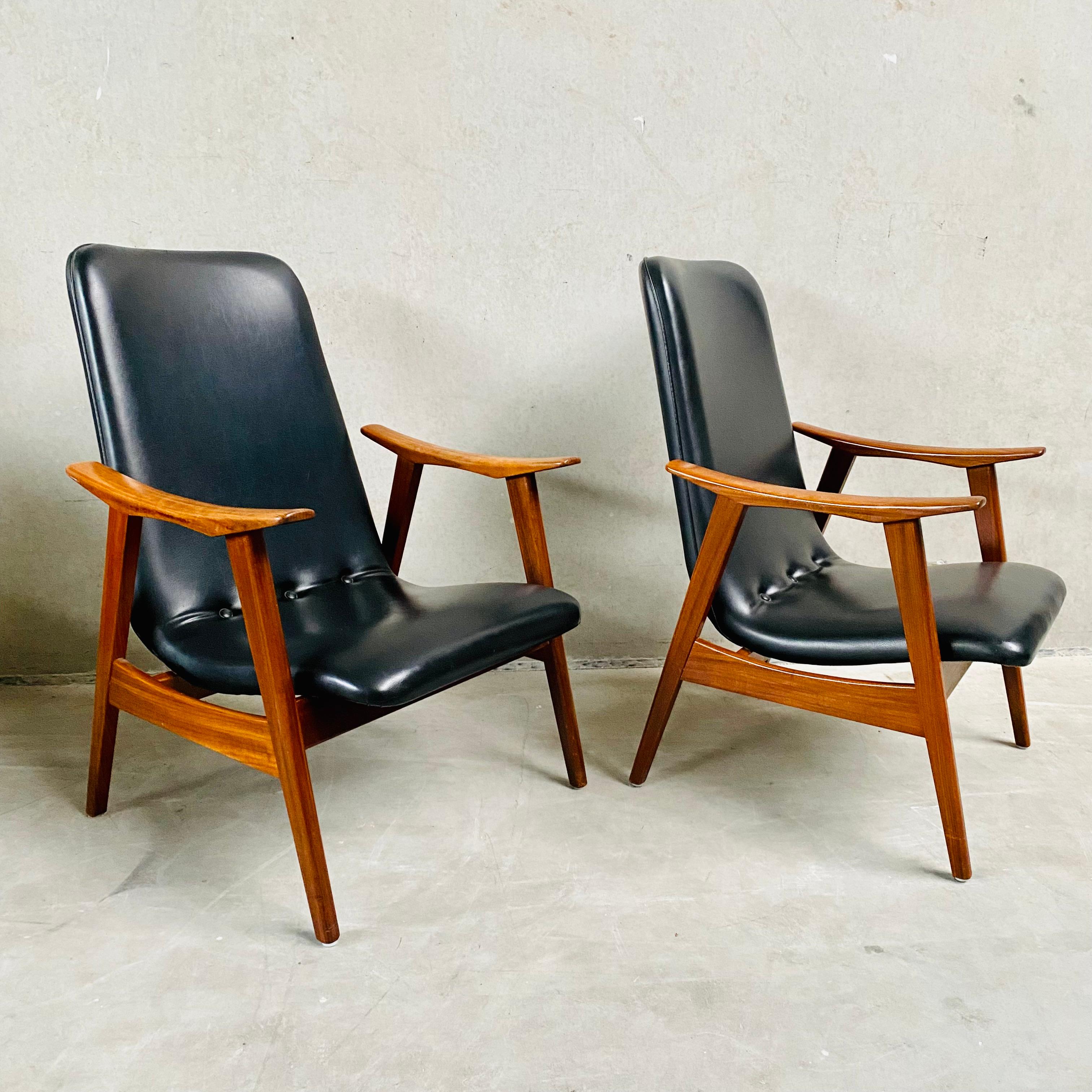 Ensemble de deux chaises longues Louis Van Teeffelen pour Webe, Pays-Bas, années 1960 en vente 1