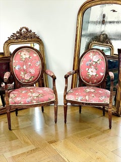 Set of Two Louis XVI Period Beechwood Armchairs, France Circa 1770