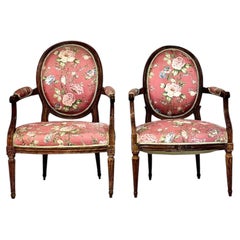 Set of Two Louis XVI Period Beechwood Armchairs, France Circa 1770